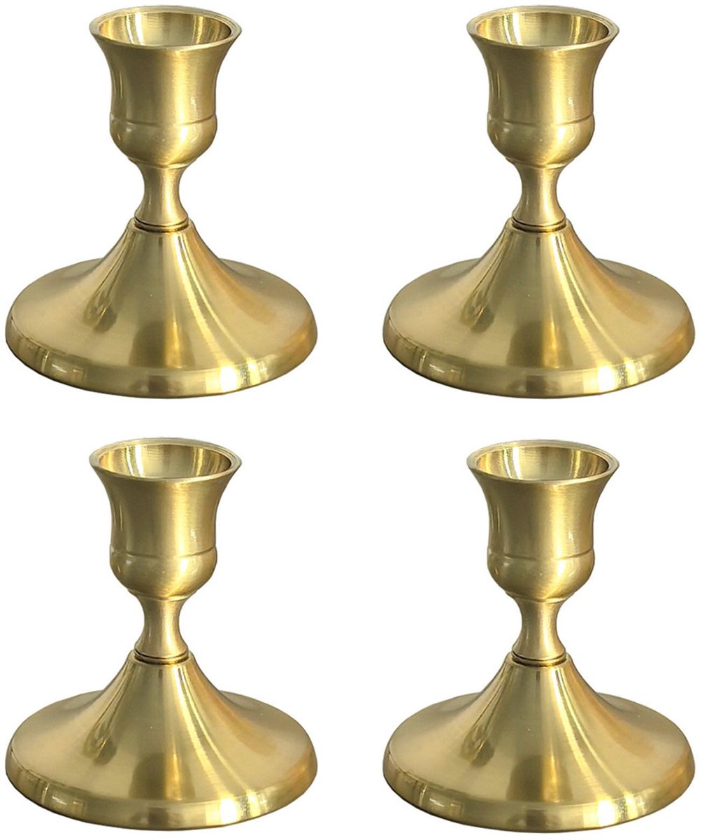 Unyqoos Set van 4 gouden kandelaars voor sfeervolle tafeldecoratie en feestgelegenheden