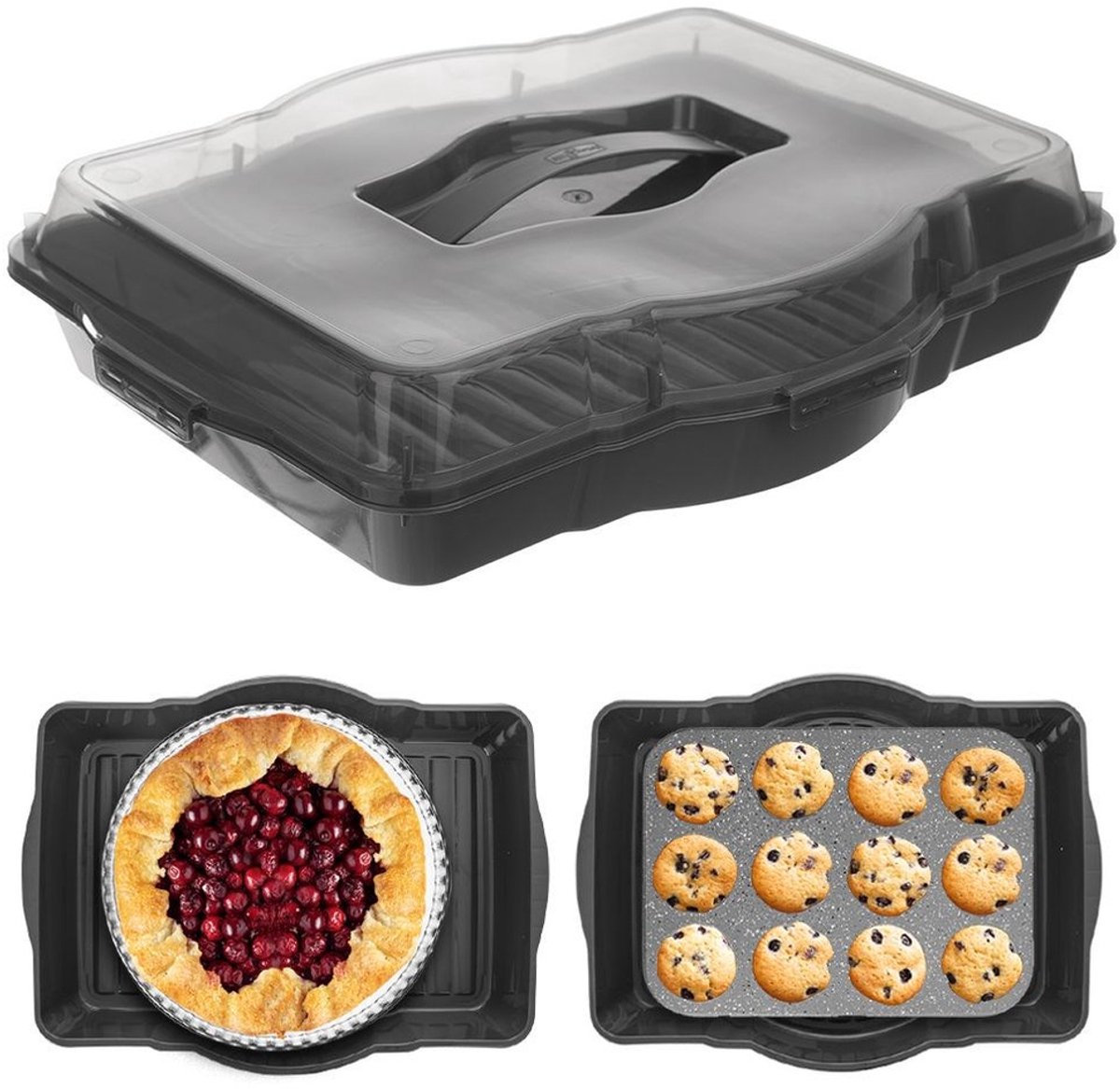 Orion - Voedselcontainer met Deksel - 45x35 cm - Grijs - Vierkant - BPA-vrij