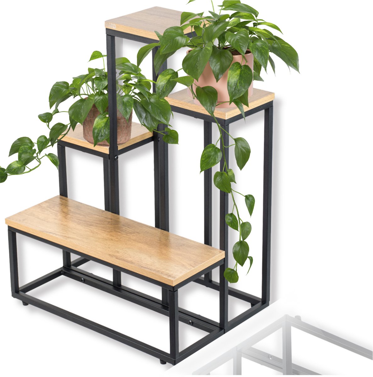 SEDDŌ INDUSTRY - Metalen Plantenstandaard - 68cm - Loft Stijl - Meerdere niveaus
