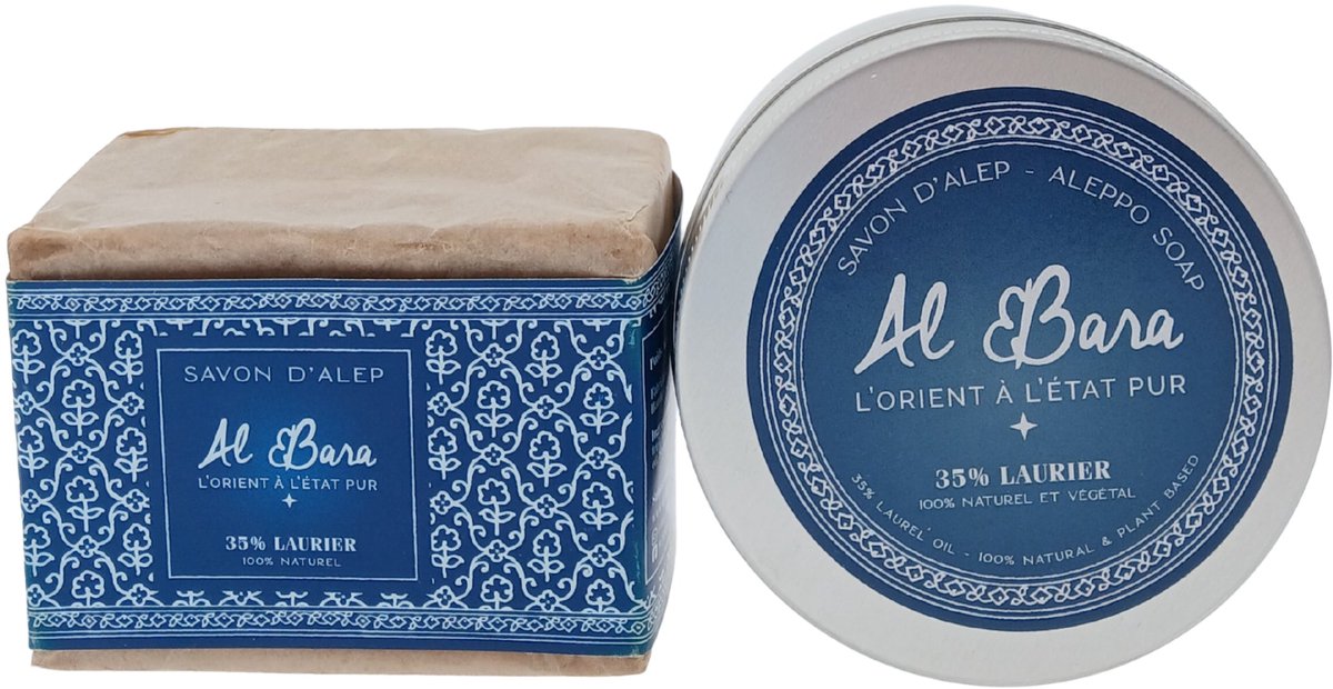 Al Bara Laurier Cadeauset – Syrische Zeep 200g & Baardzeep 125g – Verzorgingspakket voor Mannen
