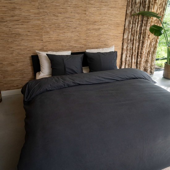 Kayori Erimo Dekbedovertrek Egyptisch Katoen - 240x200-220 cm +2 slopen - Lits-jumeaux - 300 TC Premium Hotelkwaliteit - Antracite van Merkloos — afbeelding 3