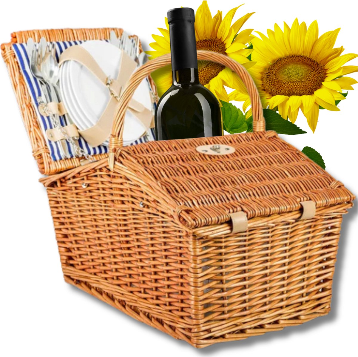 Zolta - Picknickmand - Natuurlijke Wilgentenen - Voor 4 Personen - Inclusief Thermische Tas
