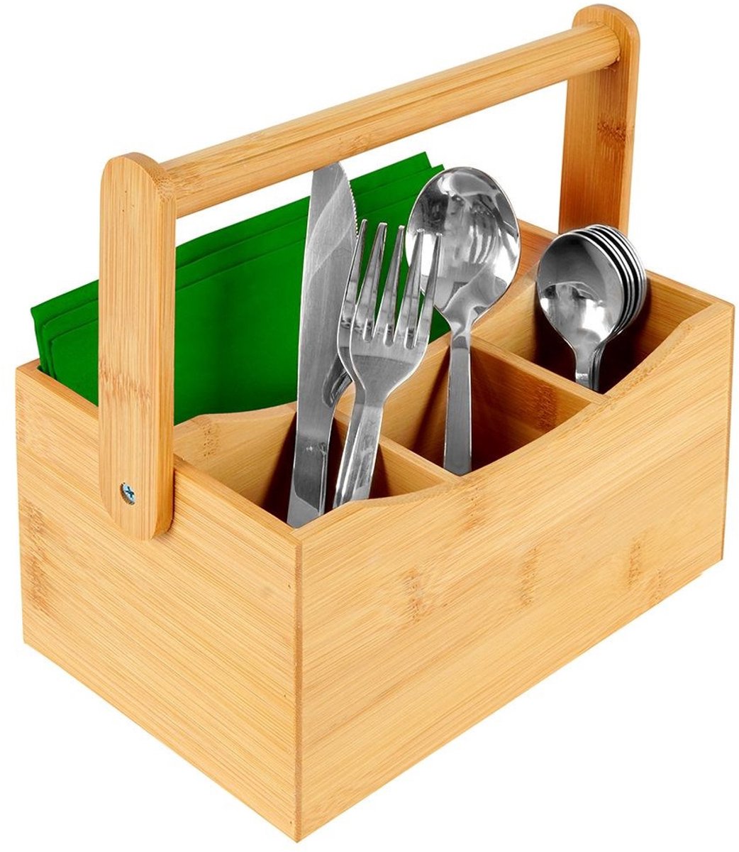 Saus, Kruiden- en Bestekhouder Houten - Bestekbak Staand - Keukengerei Houder - Bestek - Organizer - Bestekstandaard - Spatelpot - Kruidenrek
