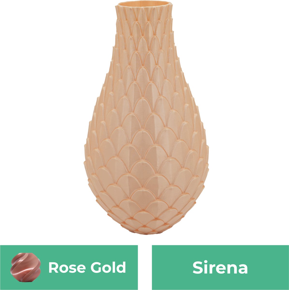 Lovora Sirena design vaas – Decoratieve vaas - Rose Gold - 3d geprinte vaas – geschikt voor droogbloemen - 34CM