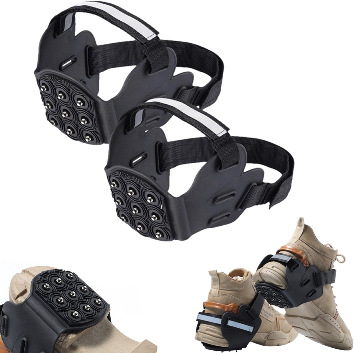 1 Schoenovertrekken IJsstijgijzers – Sneeuwijzers antislip sneeuwgrip 9 outdoor stijgijzers interactief robuust veilig lichtgewicht gemakkelijk te dragen beste winterschoenaccessoire responsief voor de Cyslmuk® 1 Paar 41~44
