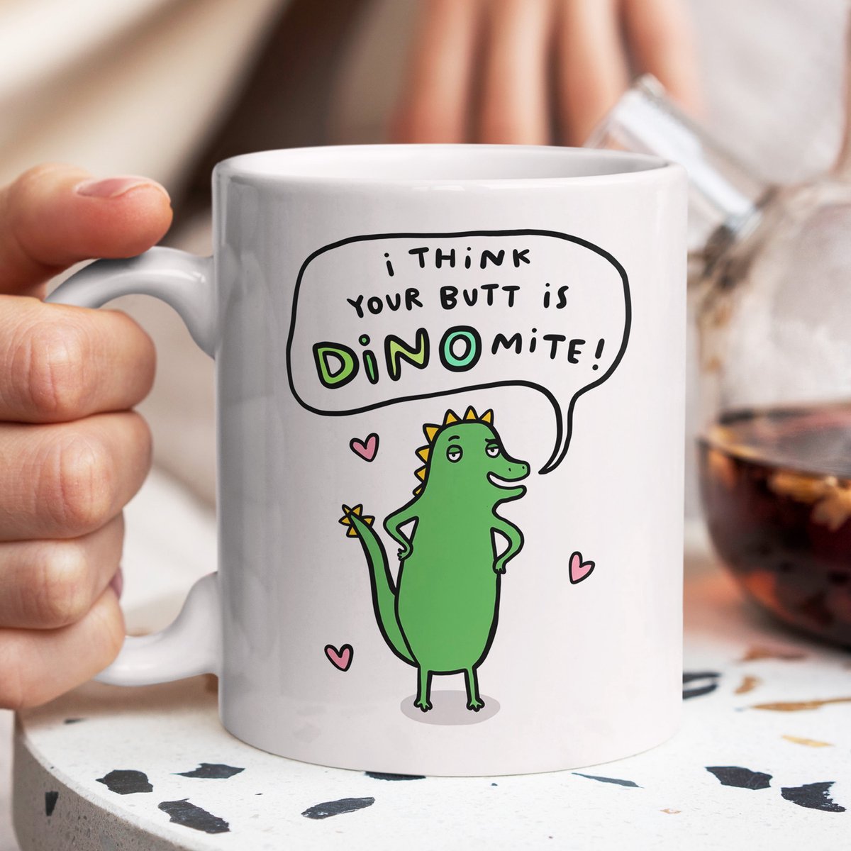 Creasowl® I Think Your Butt Is Dynamite Mok 325 ml – Grappige Koffiemok met Tekst – Witte Keramische Mok – Origineel & Speels Cadeau