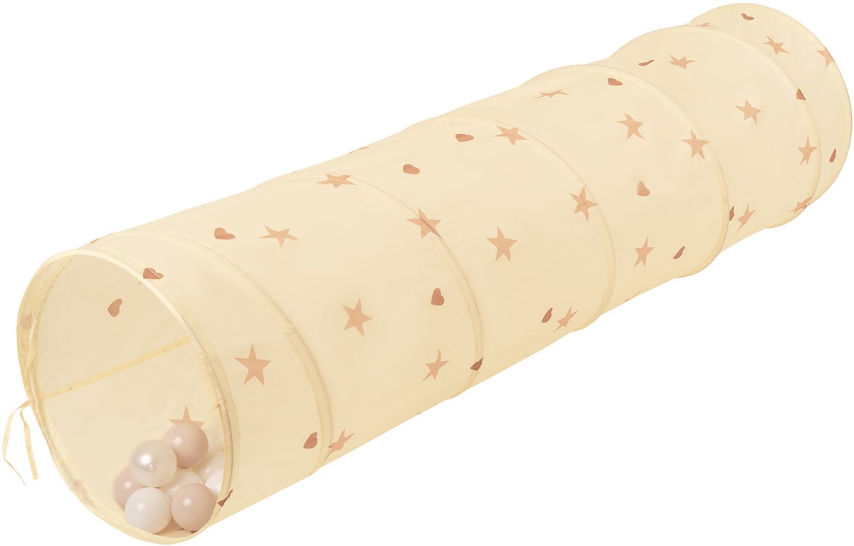 Selonis Jongens En Meisjes Speeltunnel met 200 ballen - Opvouwbare Constructie Met Metalen Strengen Draagtas - Stimuleert Kruipen Coördinatie Binnen En Buiten - Lichtbeige: Pastelbeige/Wit/Parel