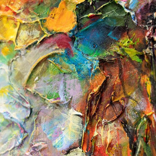 YS Schilderij "Romance" - Handgeschilderd canvas schilderij - Wanddecoratie Abstract - Kleurrijk - Textuur - Muurdecoratie woonkamer - Slaapkamer decoratie - Kamer accessoires - Abstracte schilderij - schilderij canvas Black 100x50