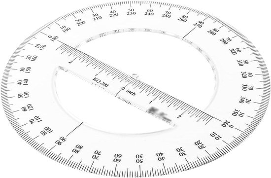 Rapporteur Rond 360° 20 Cm - Outil De Mesure Mathématique Précis En Plastique Transparent Pour École Et Bureau