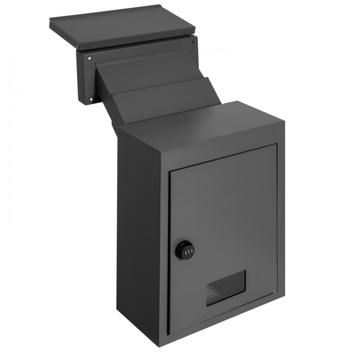 Wandbrievenbus - Inbouwbrievenbus Voor Muur - Staal - Combinatieslot - 7–20 cm Muurdikte - 320 x 158 x 430 mm - Zwart