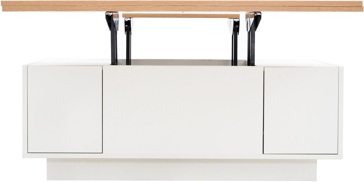 MODFU Moderne salontafel met dubbele lift-top en verborgen opbergruimte, draagvermogen 50 kg, hoogglans wit