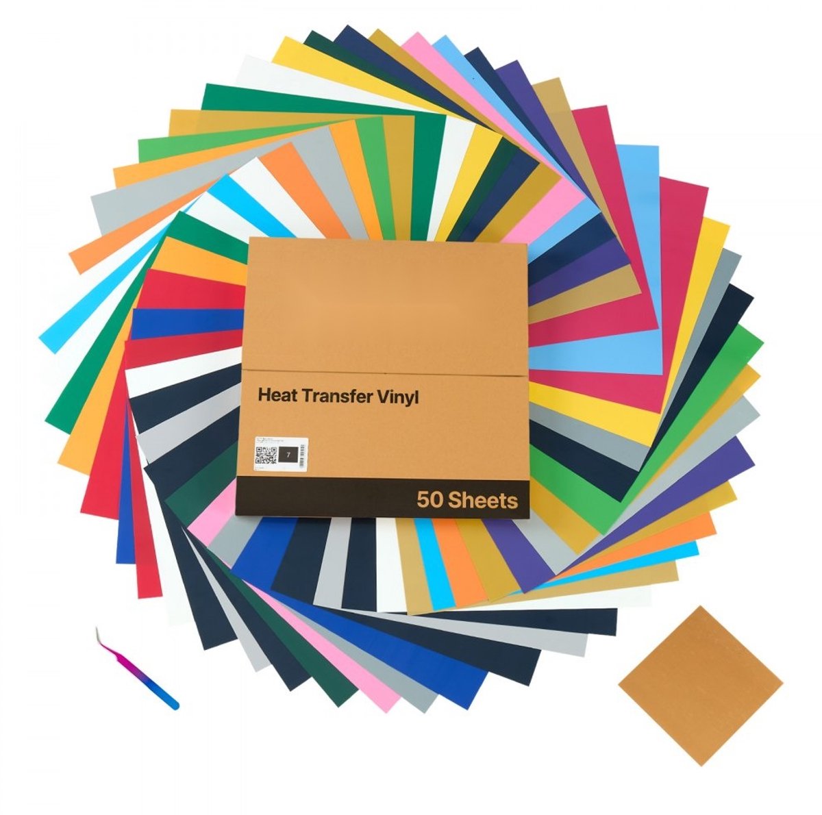 Heat Transfer Vinyl (HTV) Strijkfolie - 50 Vellen 30,5 x 30,5 cm - Flexfolie Voor T-shirts en Textiel - Voor Snijplotters - Makkelijk Pellen - Wasbestendig - Diverse Kleuren