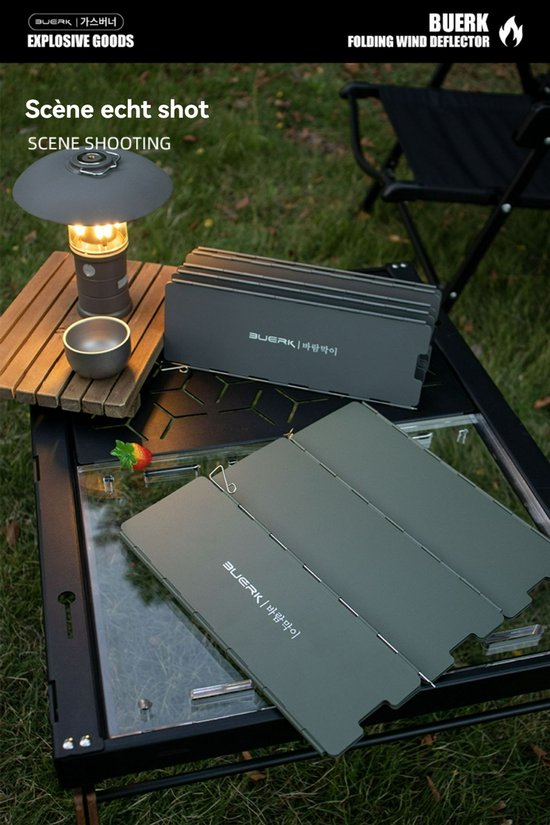 Windvrij Kookscherm - 84x24cm - 10delig - Anti-spatscherm - Vlambeveiligers - Campingscherm - Gasbrandschild - Warmtebeheerscherm - Buitenkeuken - Campingaccessoires van Merkloos — afbeelding 3
