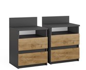 Vicco Table de Chevet Monty, Anthracite/Anthracite, 39,6 x 59,1 cm, Set de 2