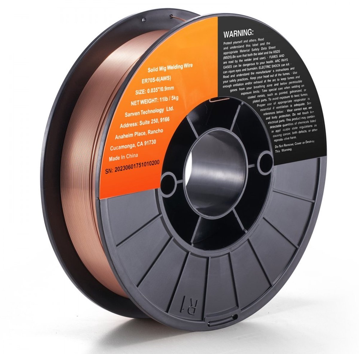 MIG/MAG-lasdraad - ER70S-6/SG2 (G3Si1) - Draad 0,9 mm - Spoel 5 kg - Spoeldiameter 200 mm - Treksterkte 490–670 MPa - Voor Koolstofstaal