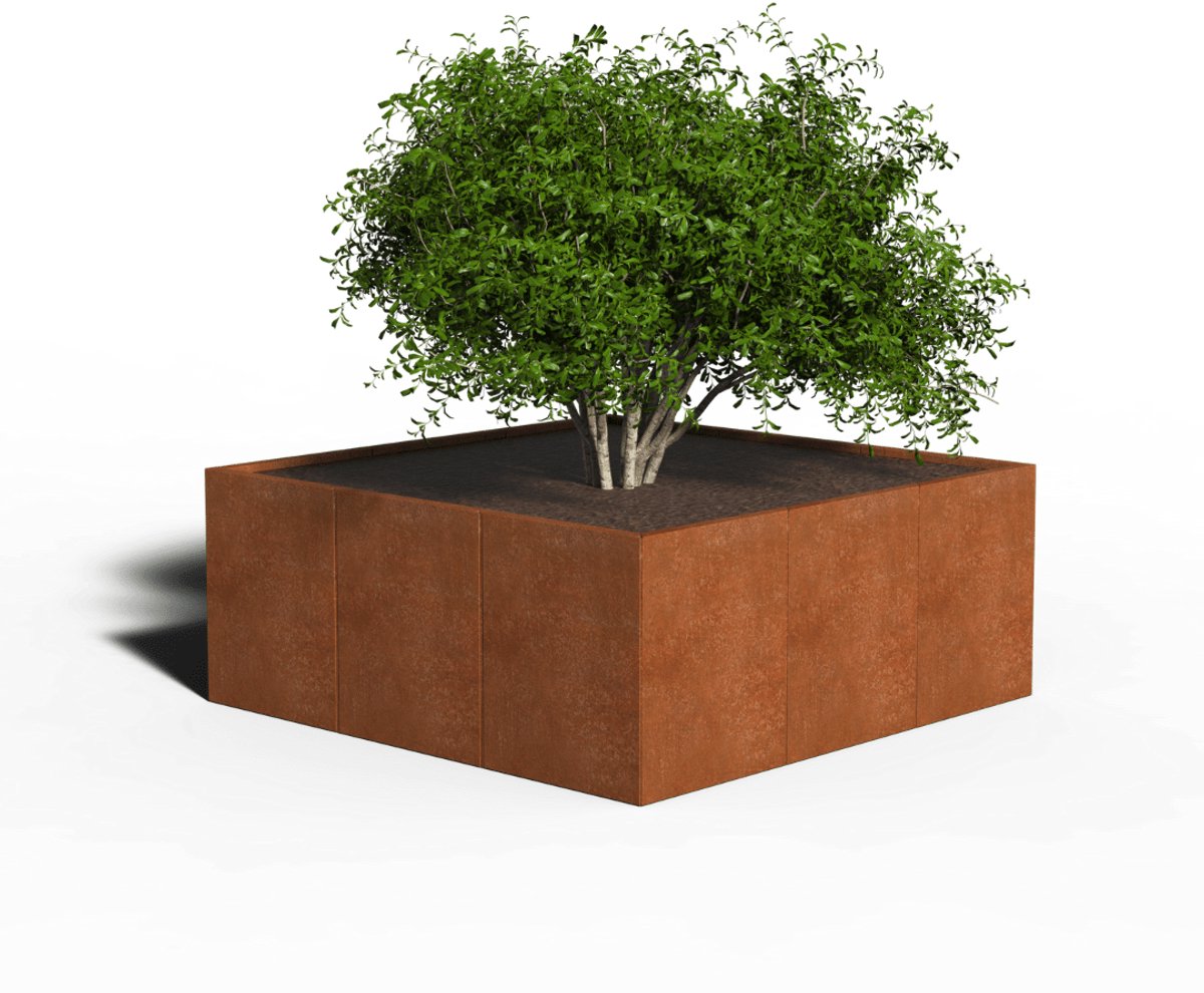 Cortenstaal Plantenbak Vierkant | 150 x 150 x 30 | Zonder bodem