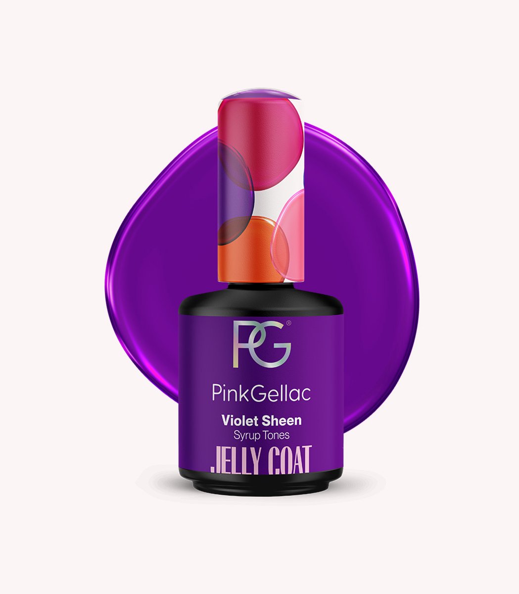 Pink Gellac Jelly Coat Gellak - Violet Sheen 15ml - Paarse Glitter Gel Nagellak - Modern Masquerade Collectie - Gel Nagels Producten