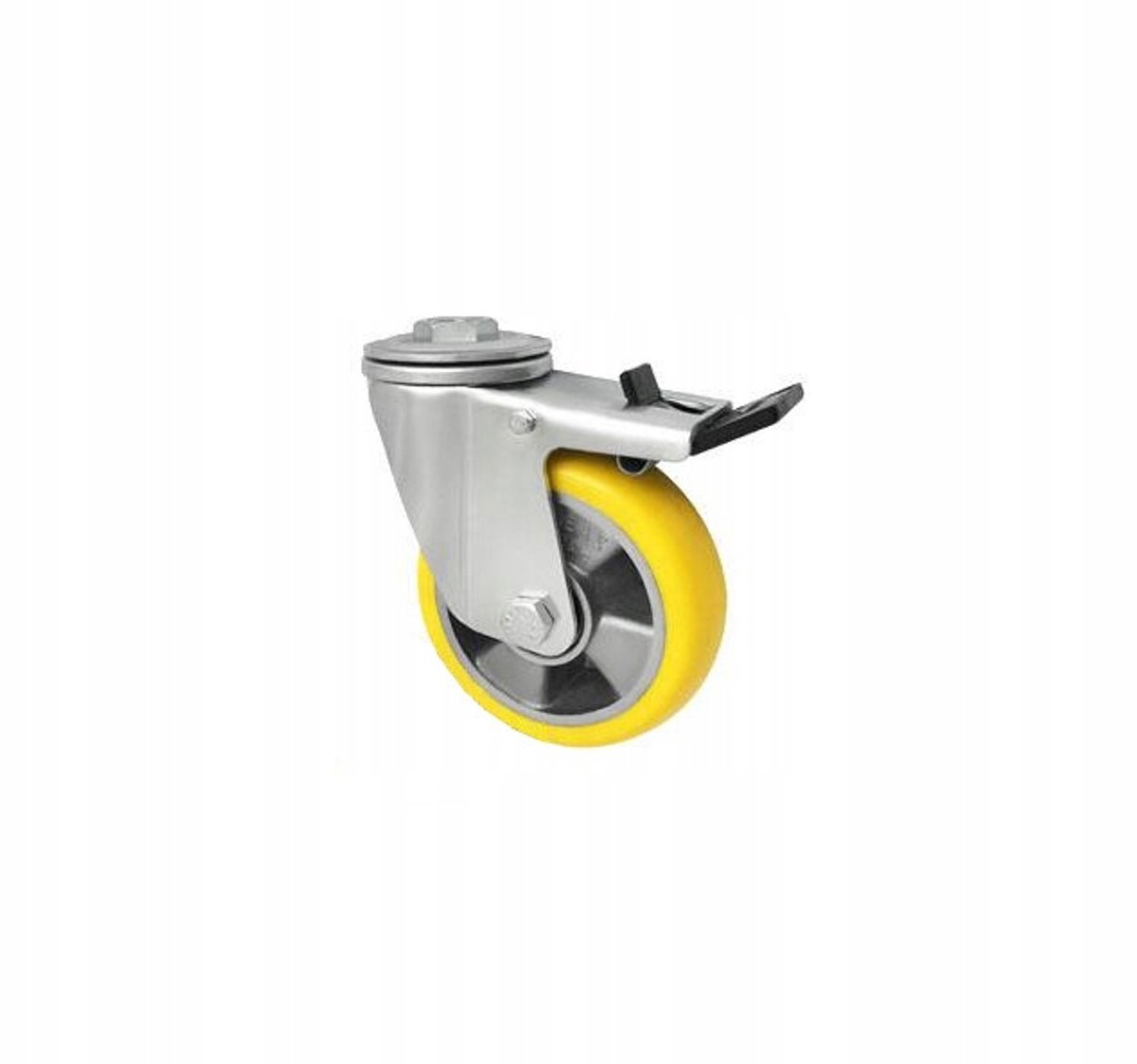Aluminium-polyurethaan wiel met rem, Ø125mm, 250kg draagvermogen