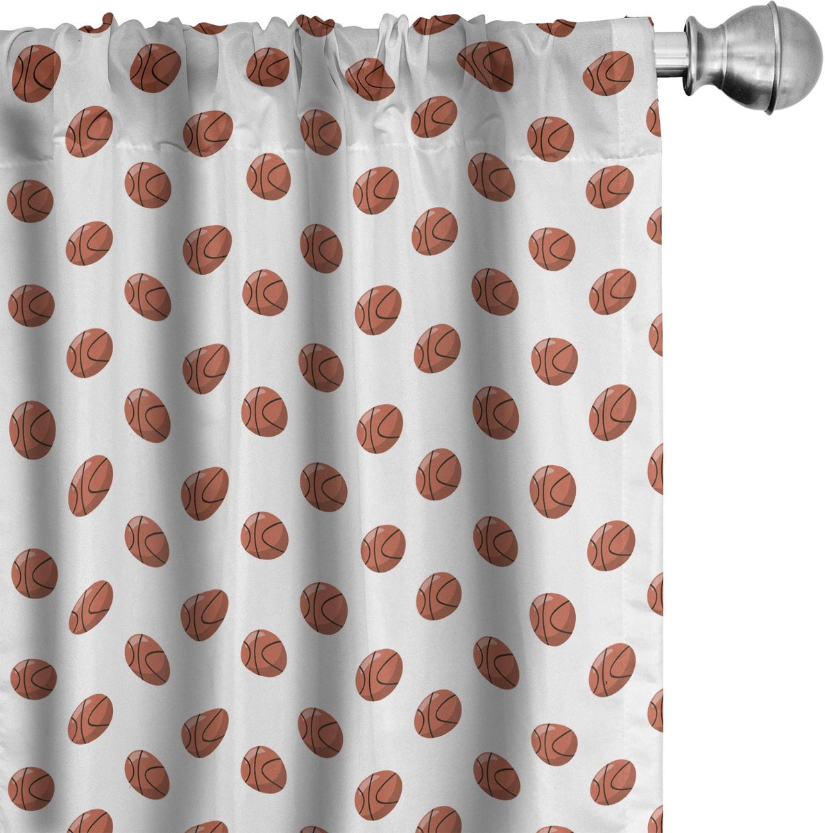 ABAKUHAUS Basketbalgordijnen – 2x75x225 cm – Microfaser – Halfdonker – Kaneel/Zwart/Wit Zimt