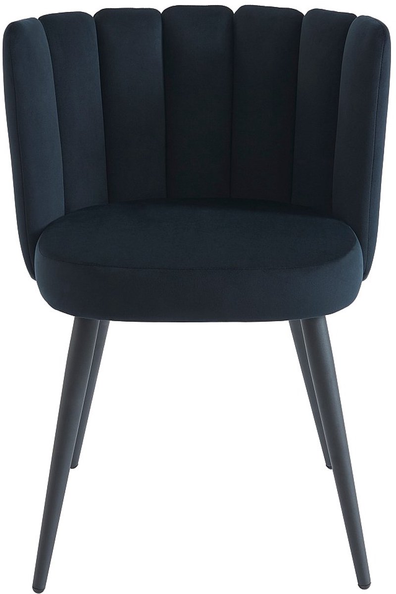 Vente-unique Set van 2 stoelen van fluweel en metaal - Zwart - PRANILA