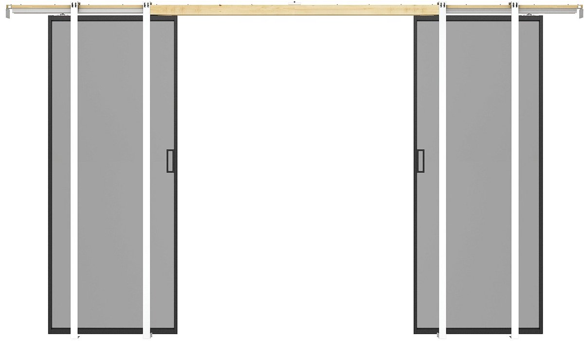 Vente-unique Dubbele schuifdeur met schuifsysteem - Aluminium en gerookt gehard glas - 2 x H205 x B83 cm - LINCI II