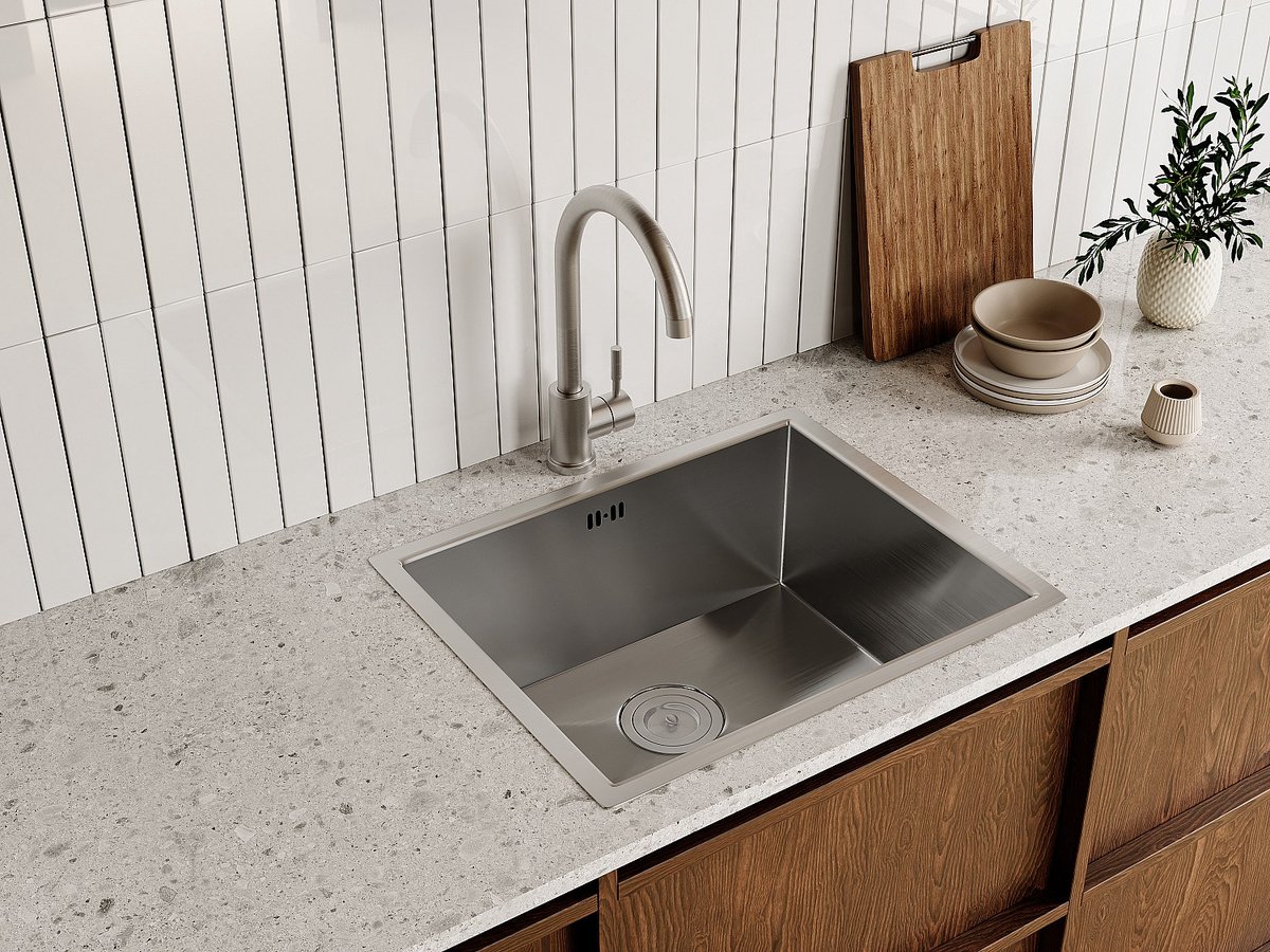 Vente-unique Kraan voor keuken in roestvrij staal - Grijs - ROMILY
