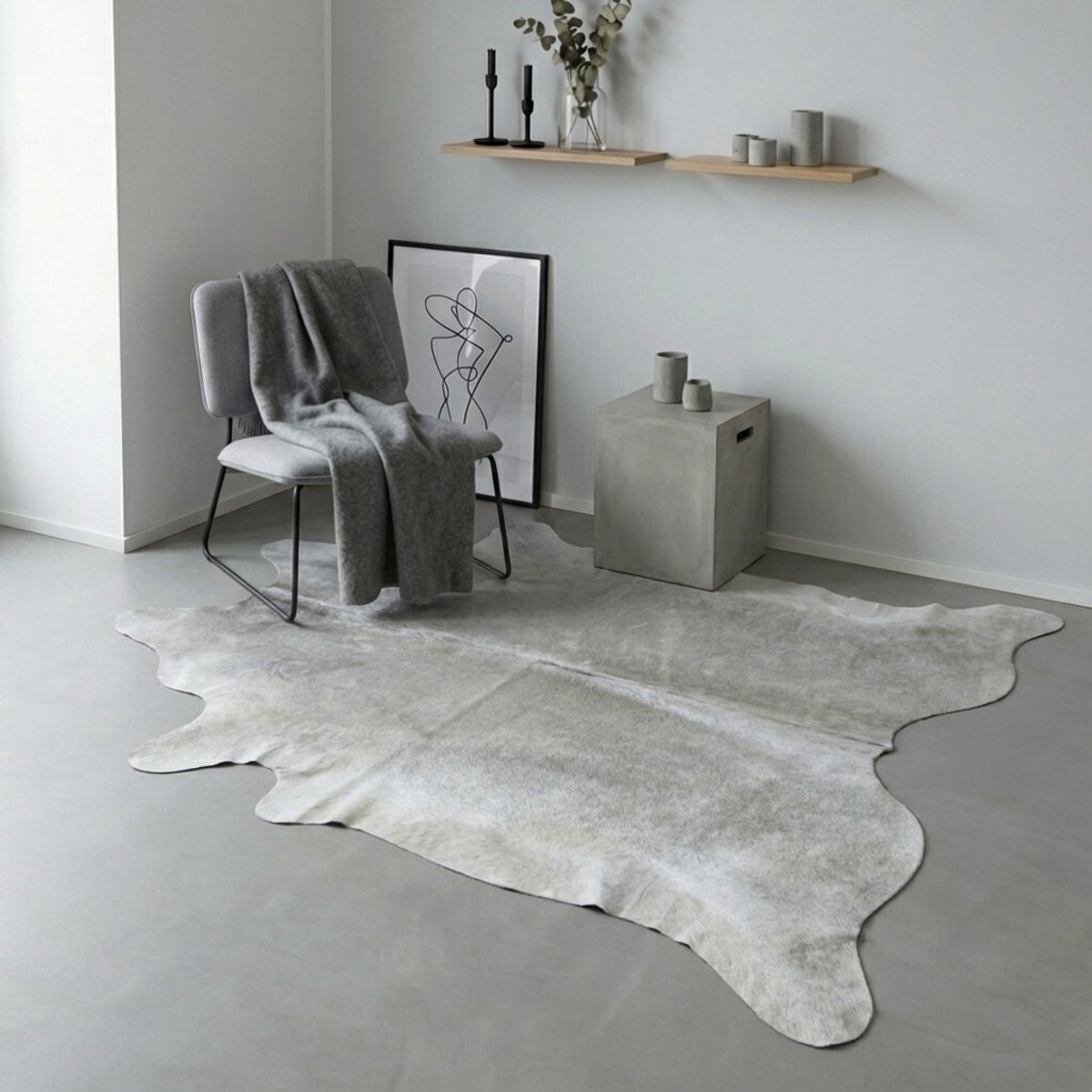 Koeienhuid Vloerkleed XL (Groot) - Grijs / Taupe / 0147 - 225 x 192 cm - Koeienkleed / Koeienvel / Dierenvel / Dierenhuid / Koehuid Tapijt