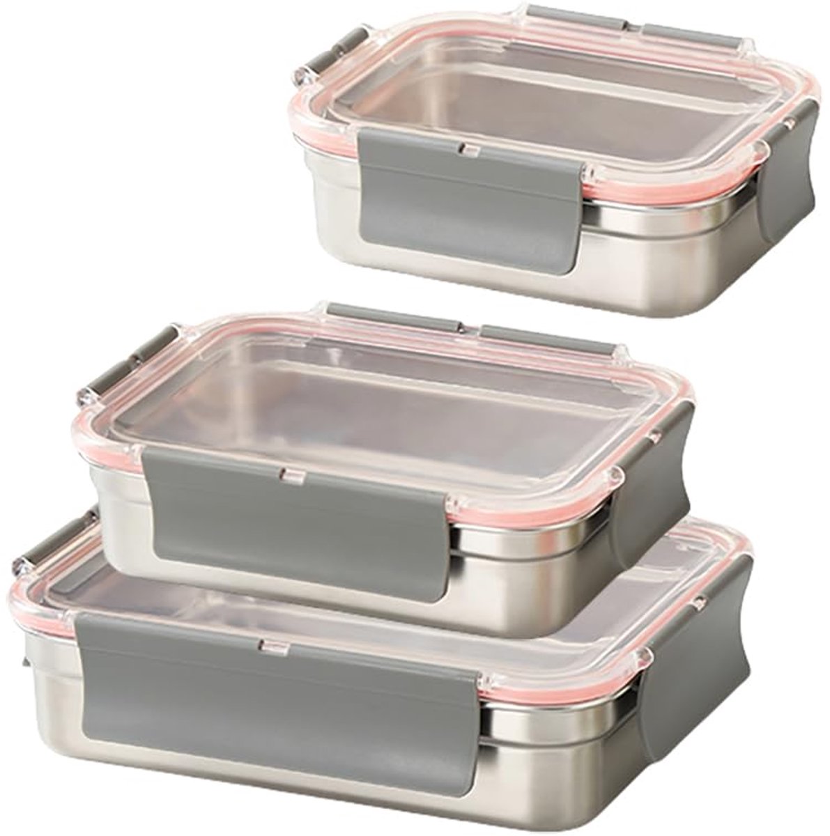 Unyqoos® roestvrijstalen voedselcontainers set met luchtdichte deksels