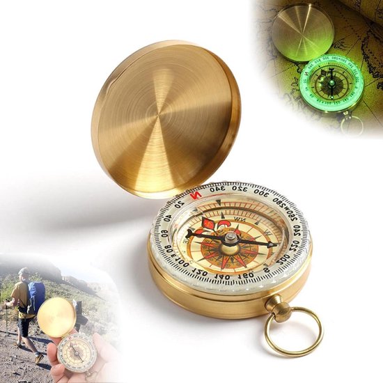 NKlaus Maritim 6,5cm kompas life ring in messing goud en
