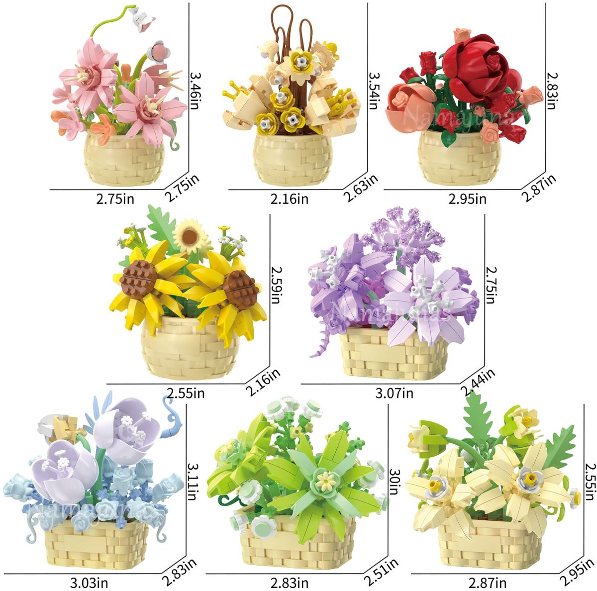 Namajunas - Mini Kunstbloemen Bloemenmand - Bouwsets Volwassenen - Botanical Flowers Collection - Botanical Bloemen - Bouwsets - Roze Oosterse Lelie - Niet geschikt voor LEGO - Decoratie voor Huis, Cadeau, Kerst, Pasen, Valentijnsdag — cadeau in Spellen & Speelgoed - foto 7