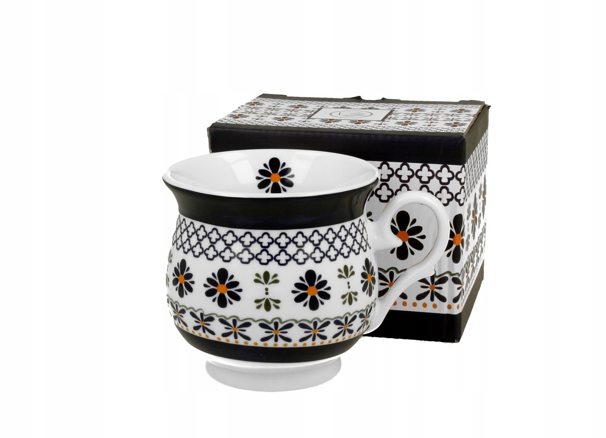 Retro Mok INDIGO 500 ml - Porselein met bloemmotief