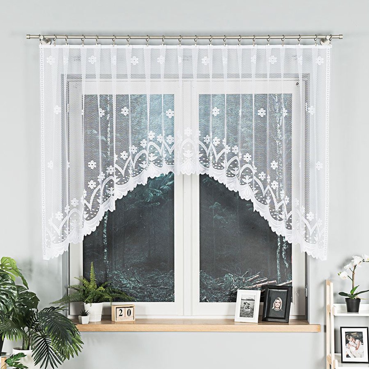 Markizeta Florentyna - Jacquard Gordijn - 330x120 cm - Kleur Wit - Delicaat Decoratief