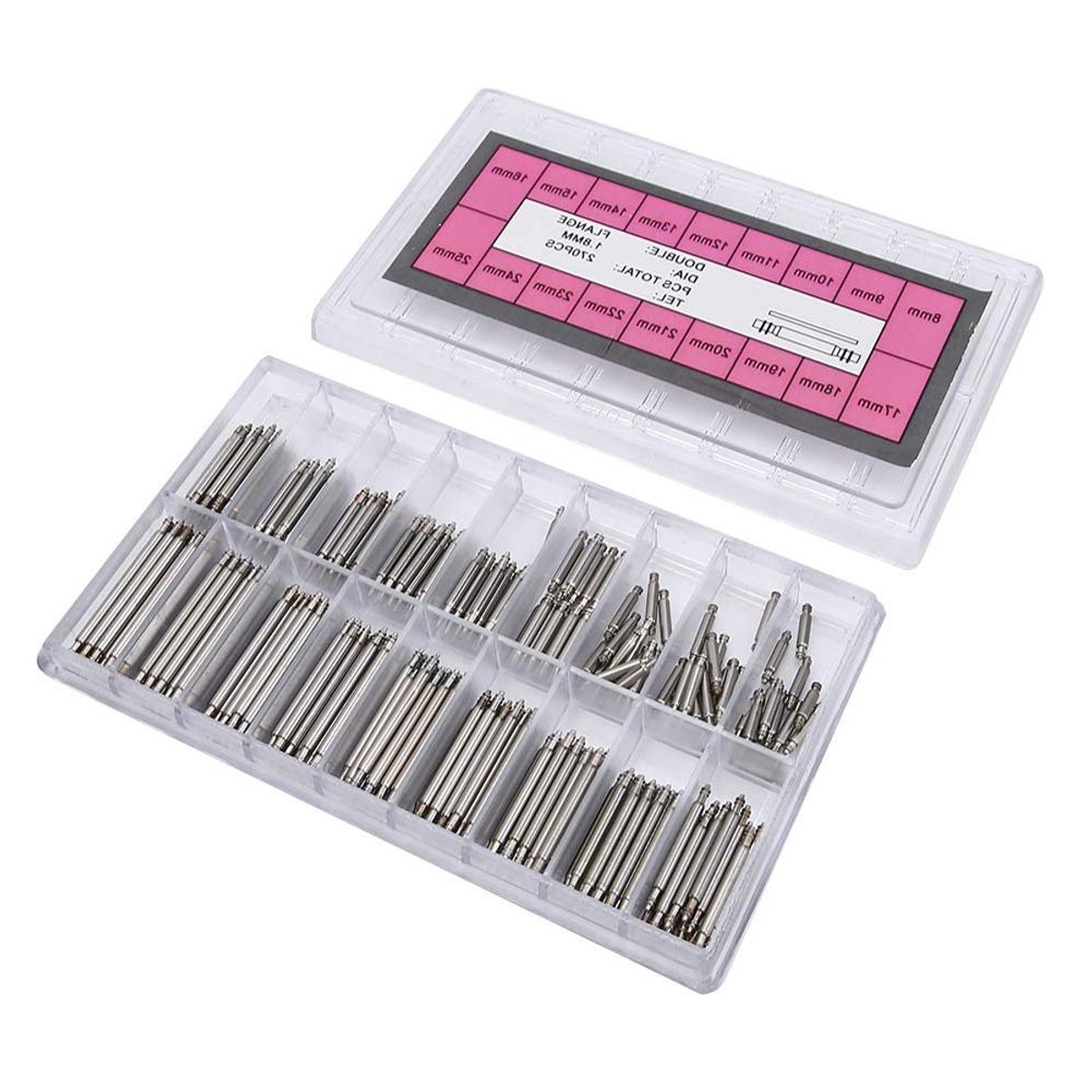 TTGoods - Horlogebandpennen 1,8 mm reparatie-accessoire - set van 270 stuks - horloge-veerstang - super duurzaam - zakelijk en thuisgebruik - horlogemakers.