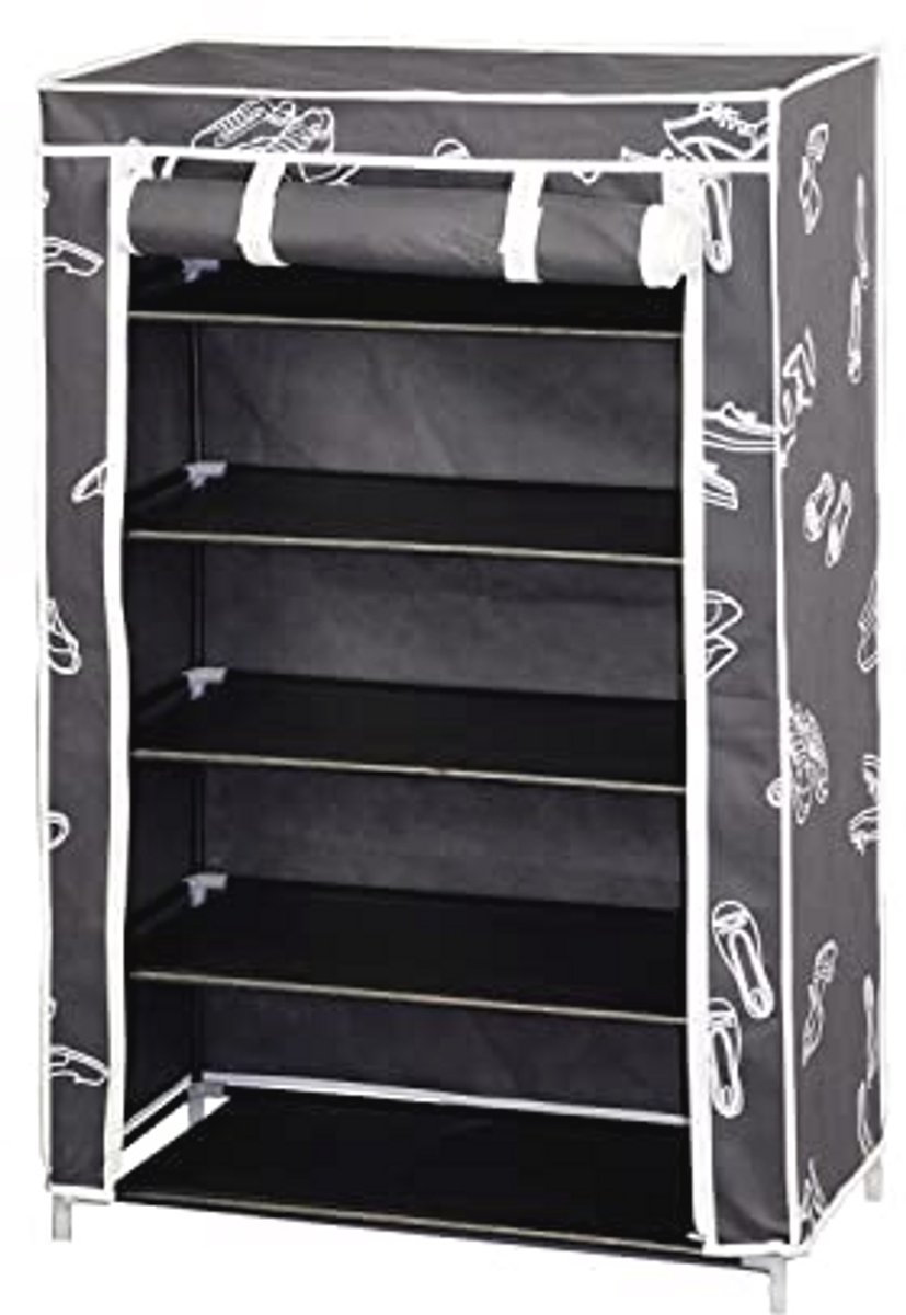 MAURER 21030605 Foldable Shoe Cabinet, TNT Fabric, 61 x 30 x 90 cm, Metal, Multi-Coloured
