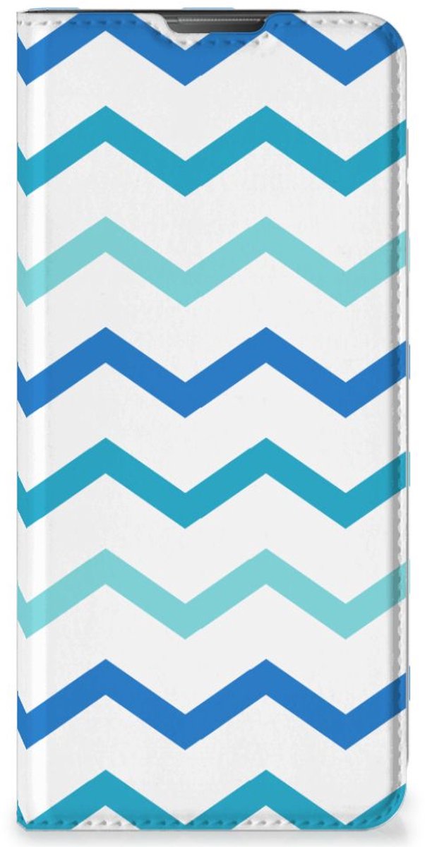 Book Case voor Motorola Moto E20 Hoesje met Magneet Zigzag Blauw