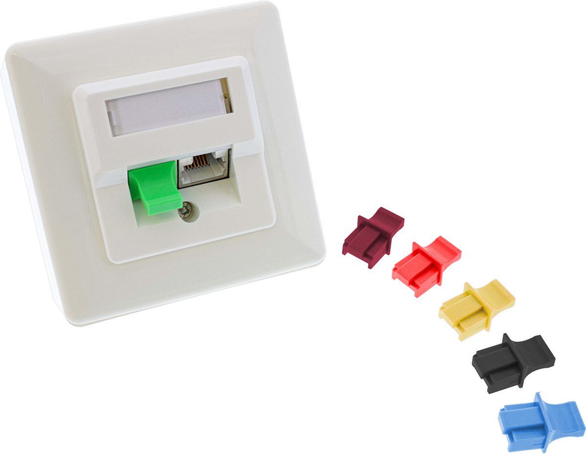 RJ45 (m) afsluitcovers voor RJ45 (v) poorten met platte greep - 10 stuks / rood