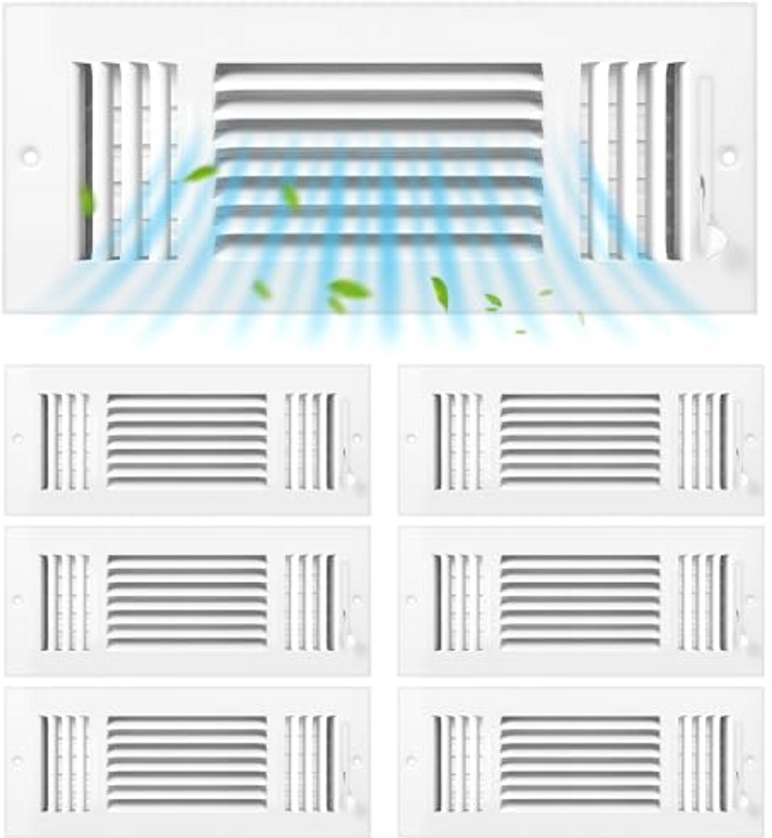 6 Stuks Ventilatieopeningen 30 x 10 cm voor Plafond en Muur - Efficiënte Luchtcirculatie