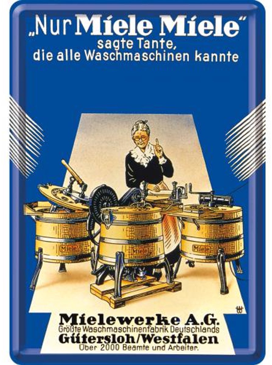 Nur Miele Miele Sagte Tante Metalen Postcard 10 x 14 cm