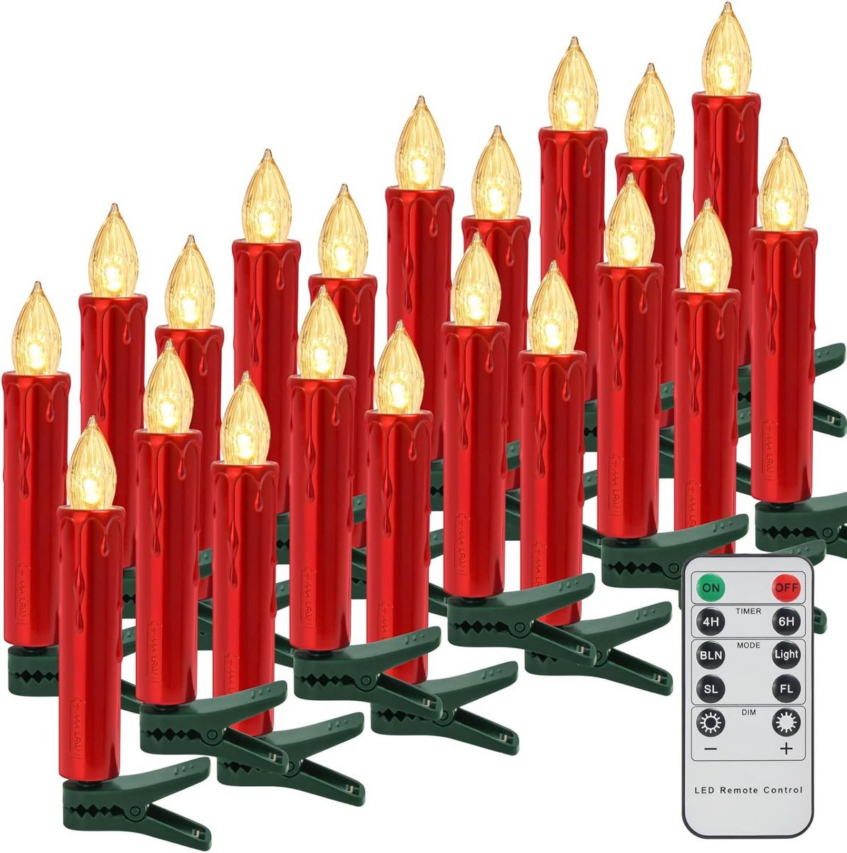 Dimbare LED Kerstboomkaarsen met Afstandsbediening en Timer - Set van 20