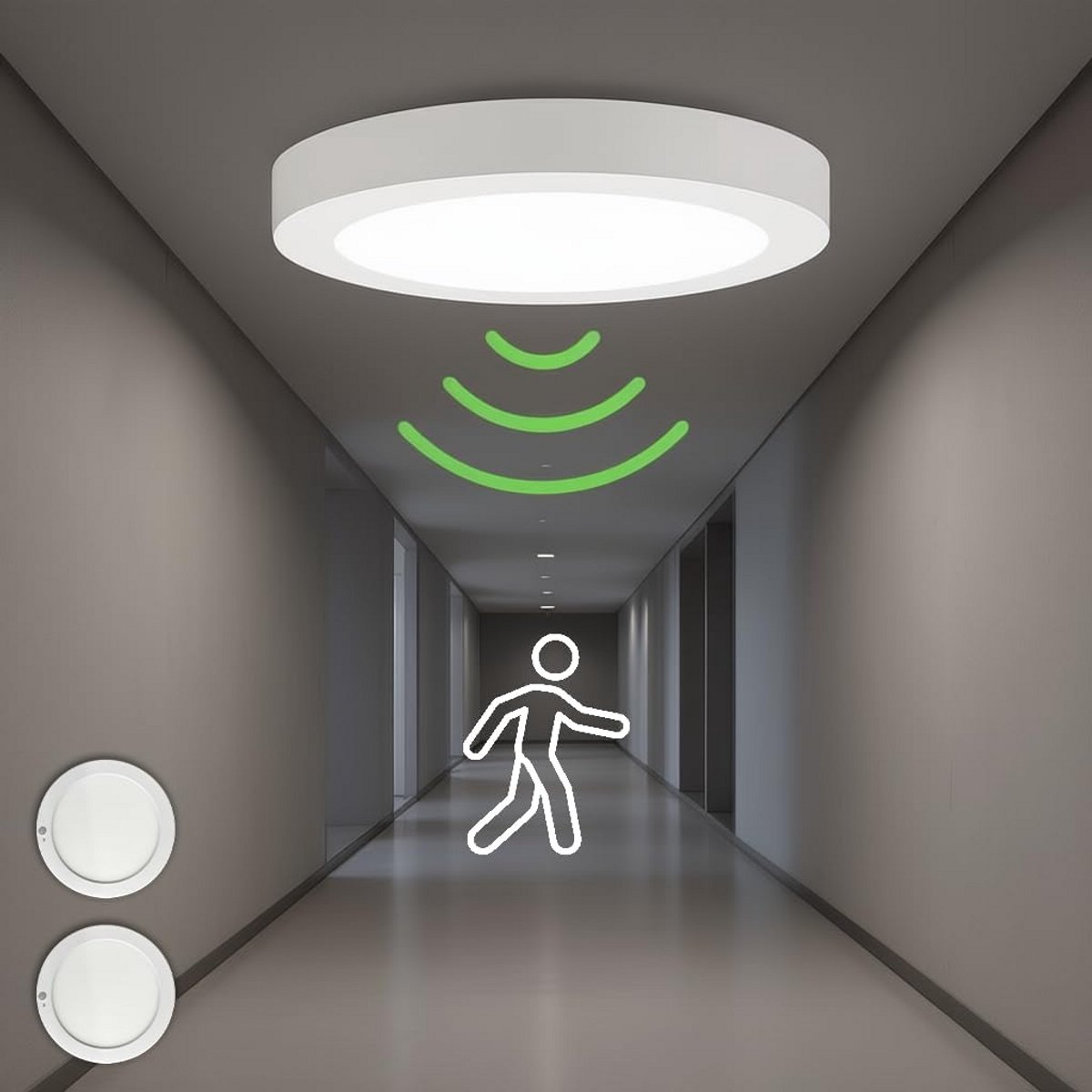LED Plafondlamp met Bewegingssensor - 18W Wandlamp Paneel - Wit
