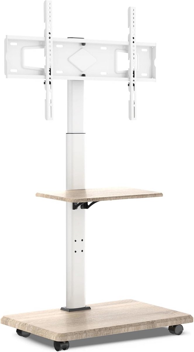 Mobiele TV Stand met Houten Basis en Wielen - Verstelbaar en Rotatable 32-70 inch