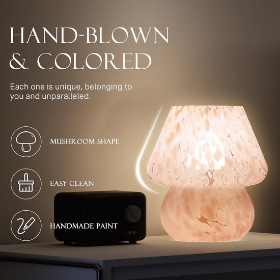 Dimbare kleine paddenstoellamp - schattige tafel- en nachtkastje lamp voor slaapkamer en woonkamer - unieke esthetische decoratie en perfecte meisje geschenken (blush roze) van Goglor — afbeelding 4