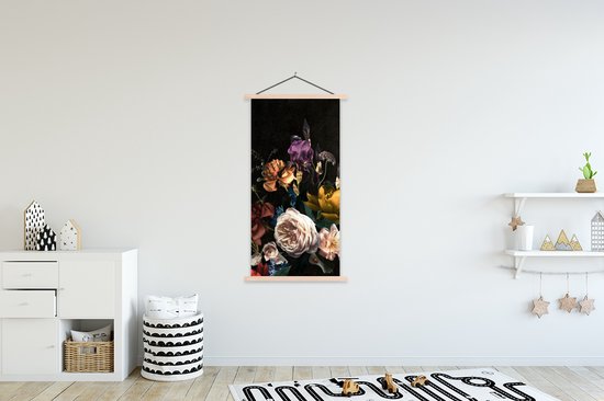 Porte-affiche avec affiche - Affiche scolaire - Bloem - Roses - Motifs - 90x180 cm - Lattes vierges