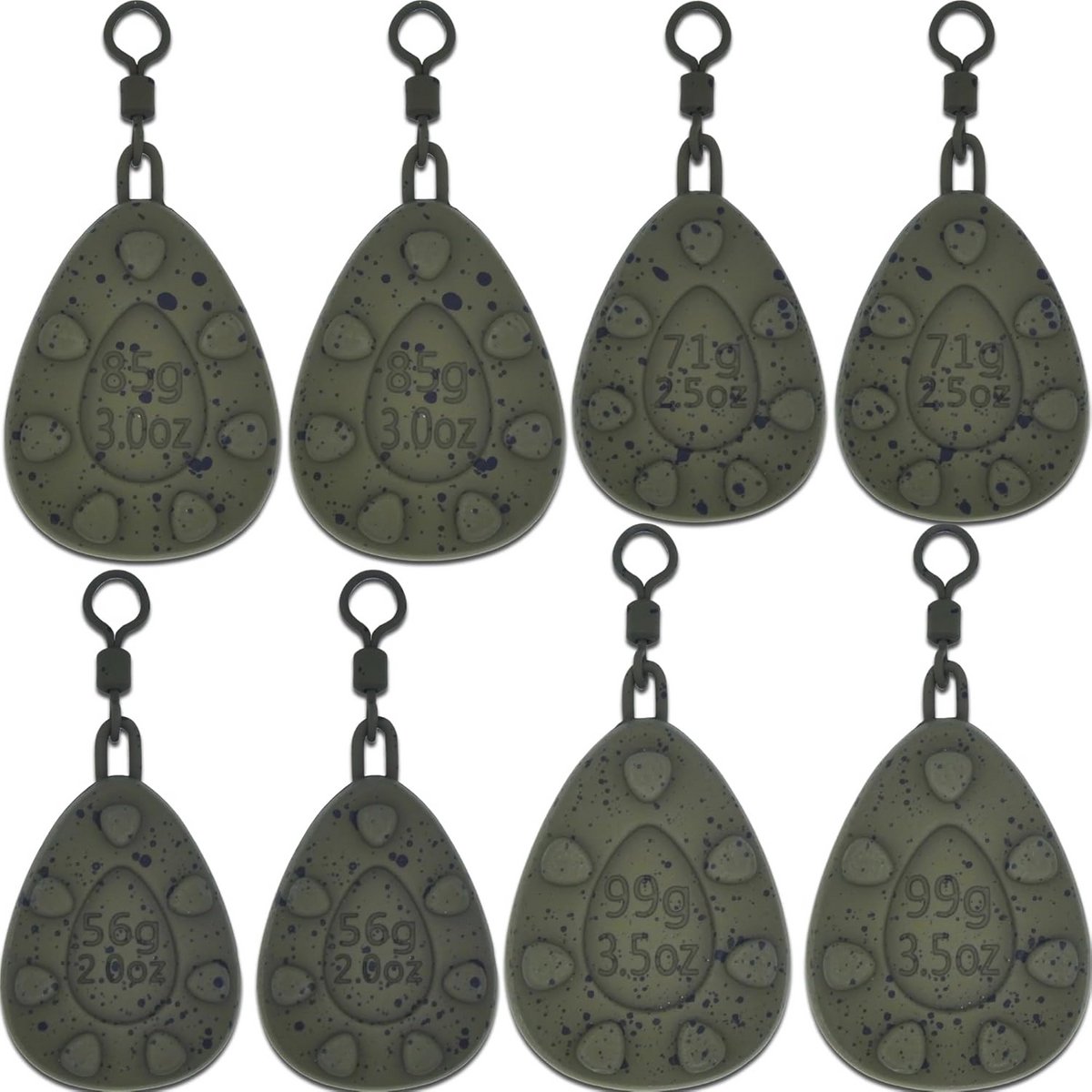 Carp Loden Set van 8 - Ideaal voor Vissen - 2 x 56g/71g/85g/99g