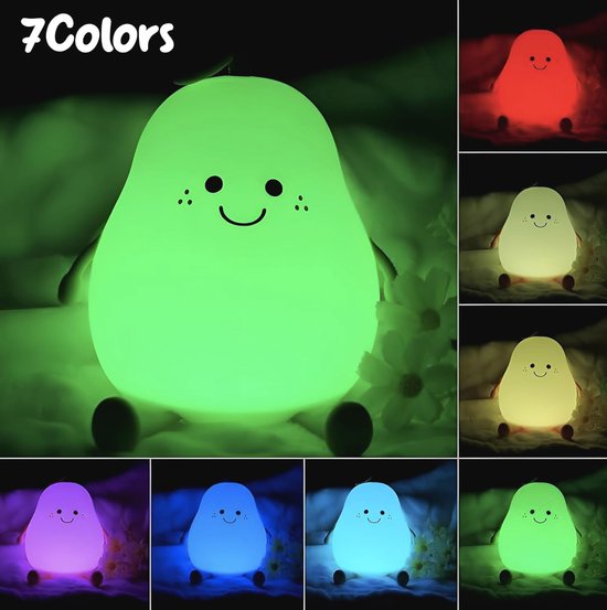 Schattig LED Nachtlicht voor Kinderen - Silicone Slaaplamp met 7 Kleuren en Dimbare Warm Witte Verlichting — afbeelding 4