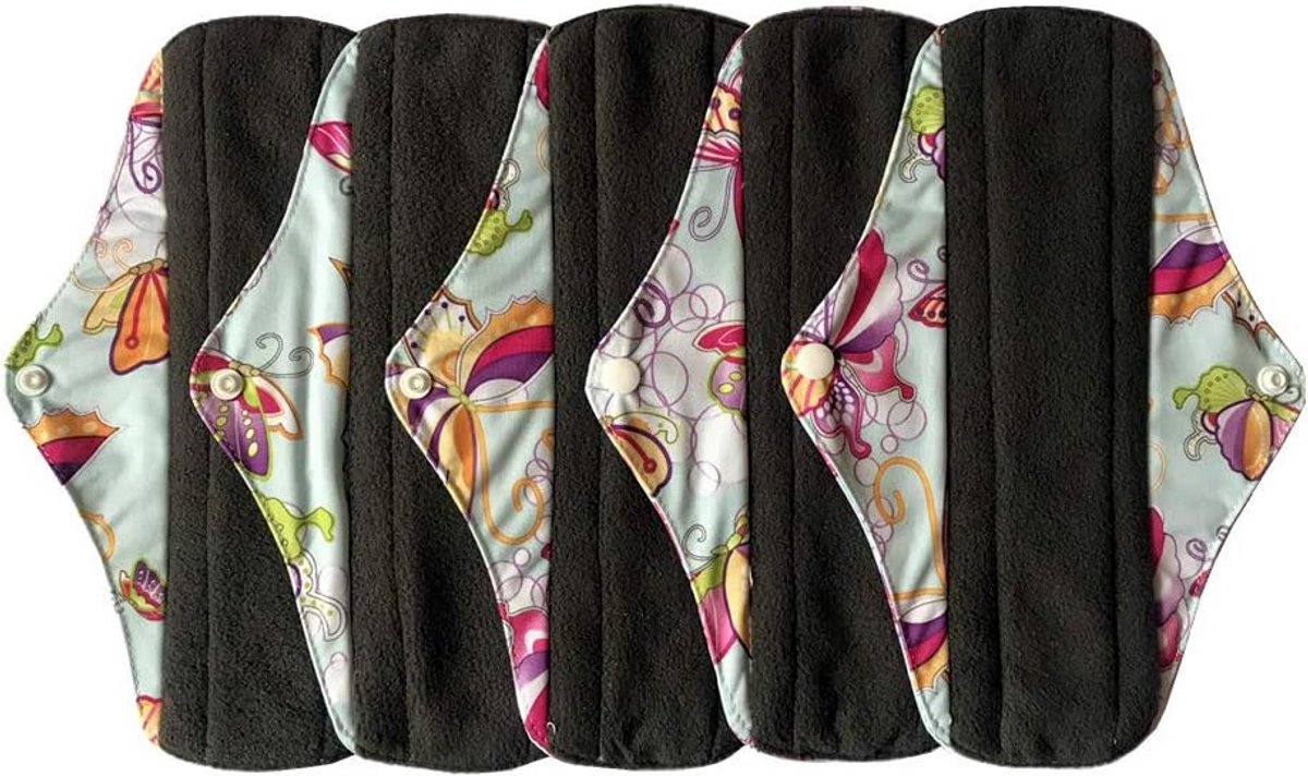 Herbruikbare Bamboe Menstruatiepads - 5 Stuks 25.4cm / 10inch