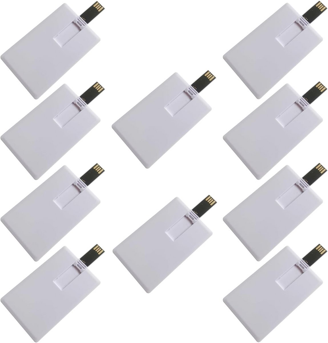 Set van 10 USB-sticks 8 GB en 16 GB in creditcardformaat