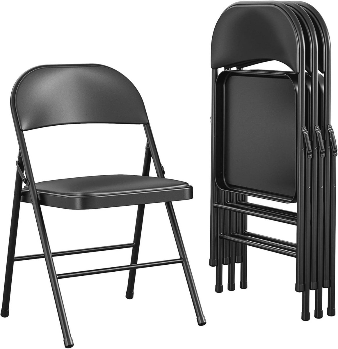 Opvouwbare metalen stoelen set van 4 - Zwart, staal