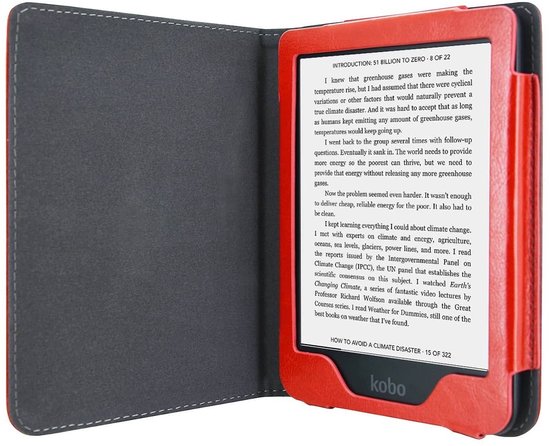 Hoesje Geschikt voor Kobo Clara 2E Luxe Sleepcover - Book Case Hoes Cover - Rood - ereader hoesje - cover van Merkloos — afbeelding 2