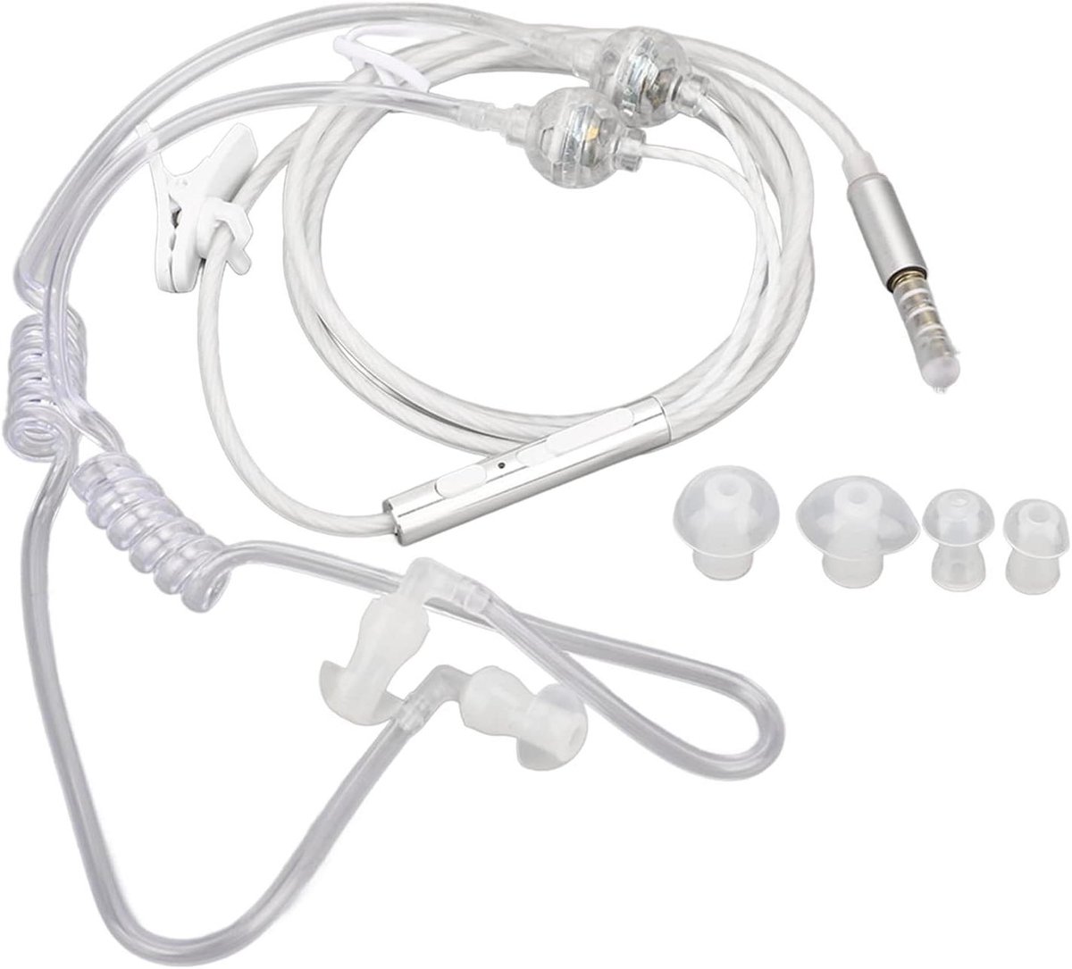 Binaural 3,5mm Jack Oortelefoon met Ruisonderdrukking voor Laptop en Tablet - Wit